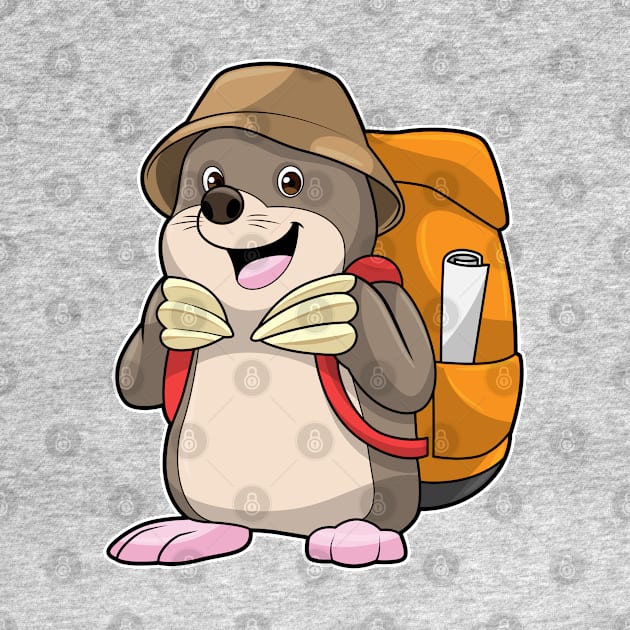 Mole as Hiker with Luggage by Markus Schnabel